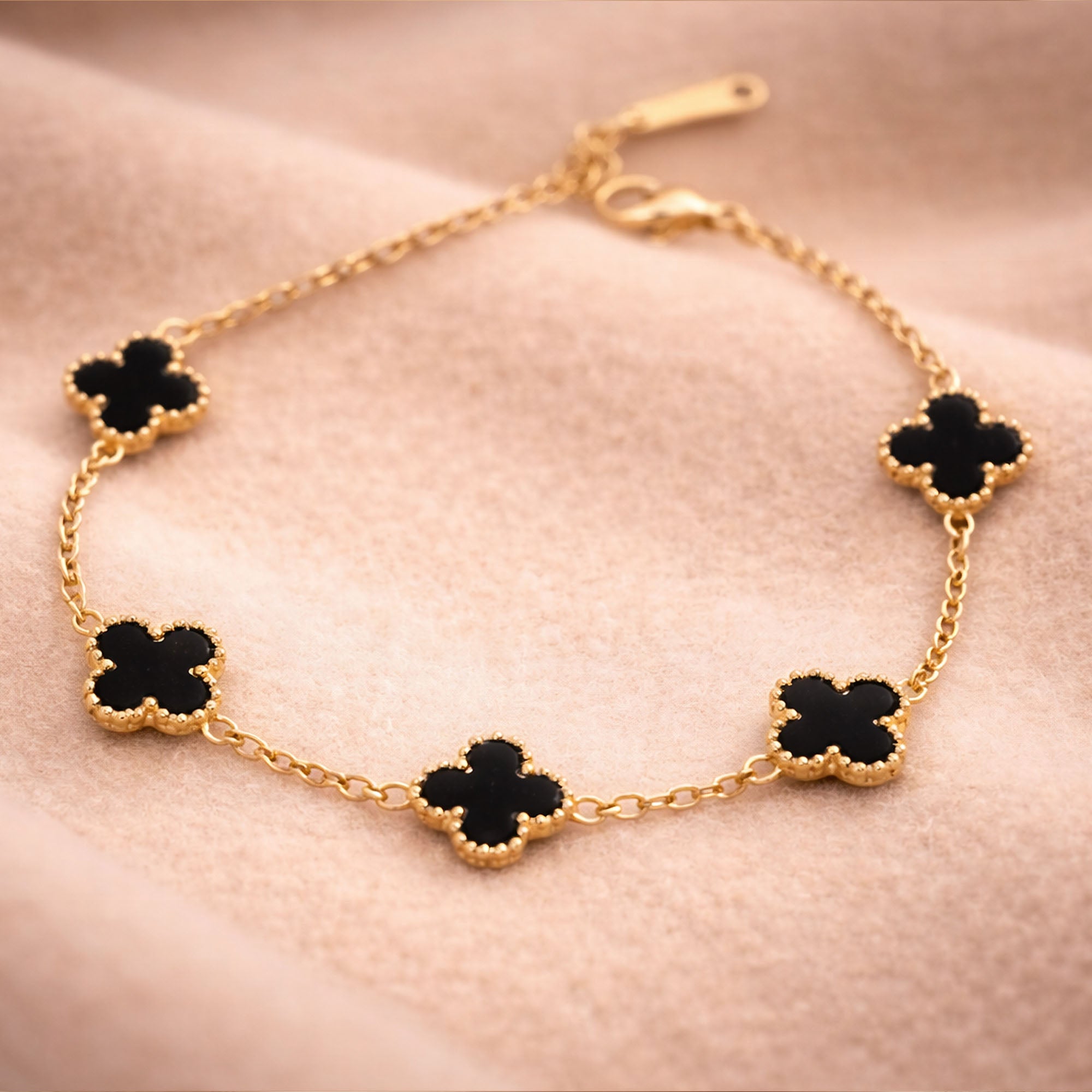 Black Enamel Clover Bracelet