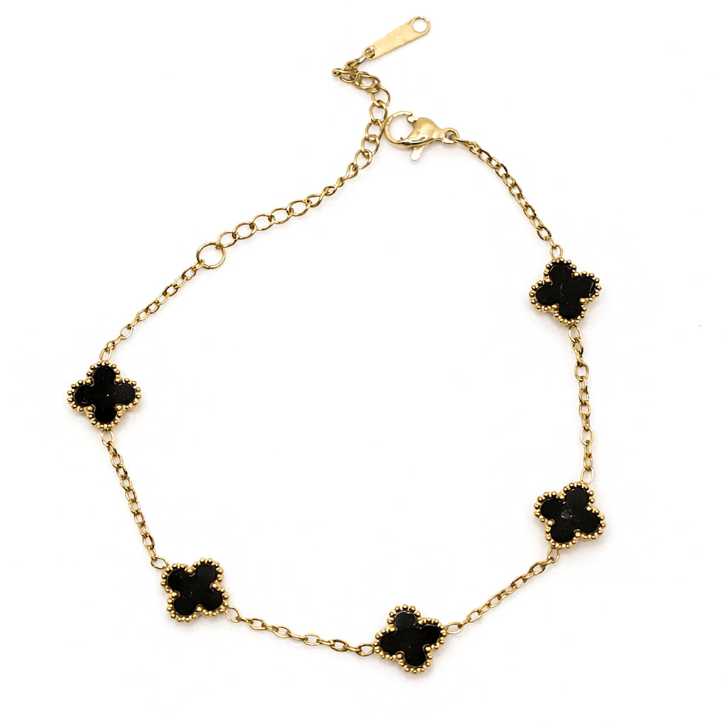 Black Enamel Clover Bracelet
