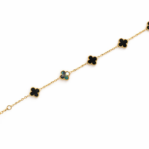 Black Enamel Clover Bracelet