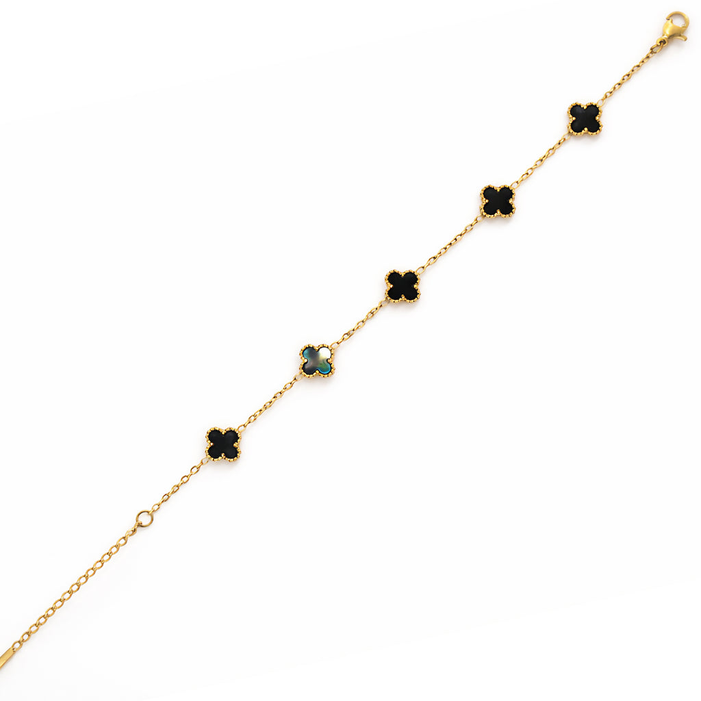 Black Enamel Clover Bracelet