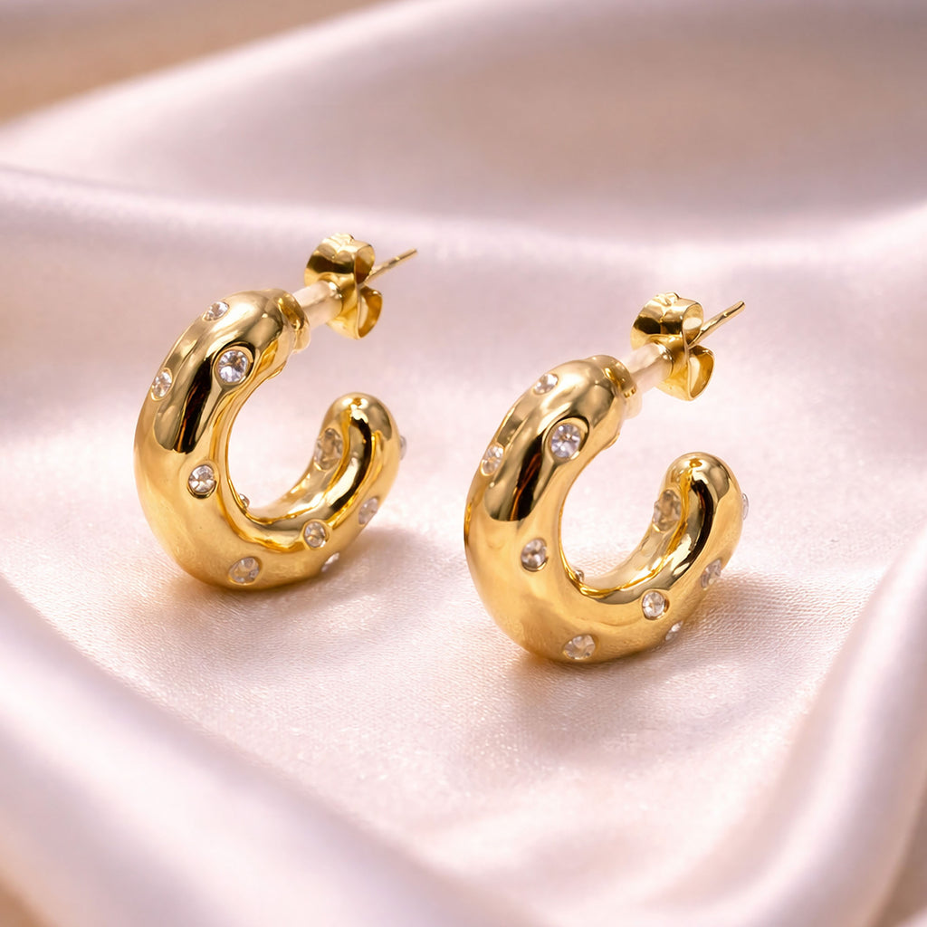 Chunky Crystal Huggies Small Hoops