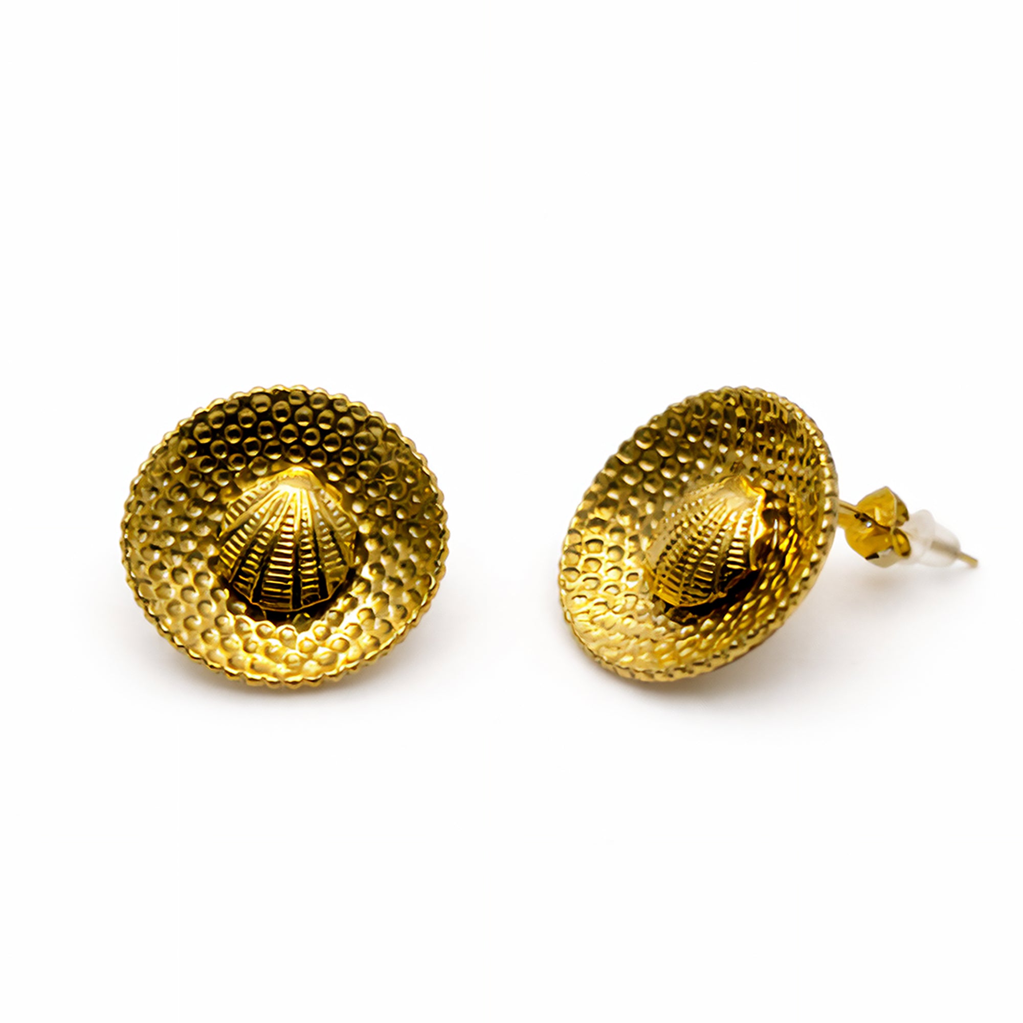 Golden Textured Shell Studs