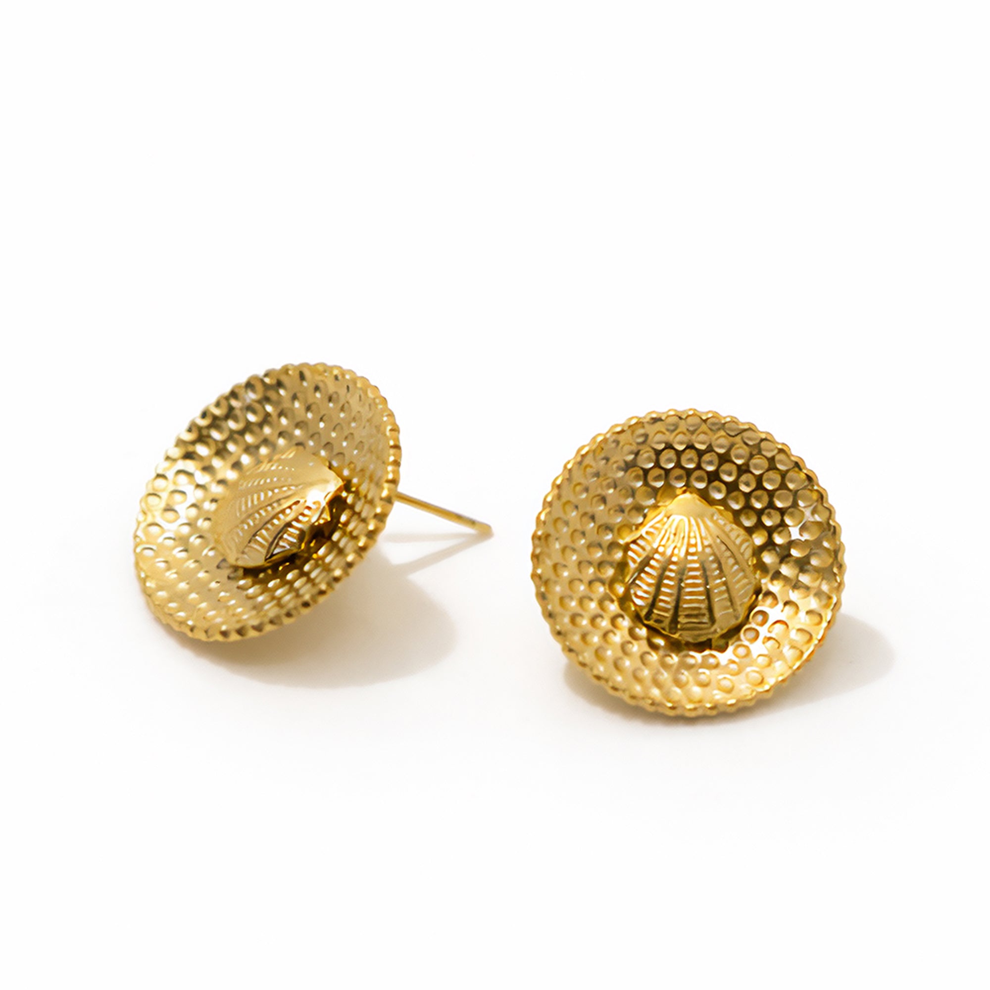 Golden Textured Shell Studs