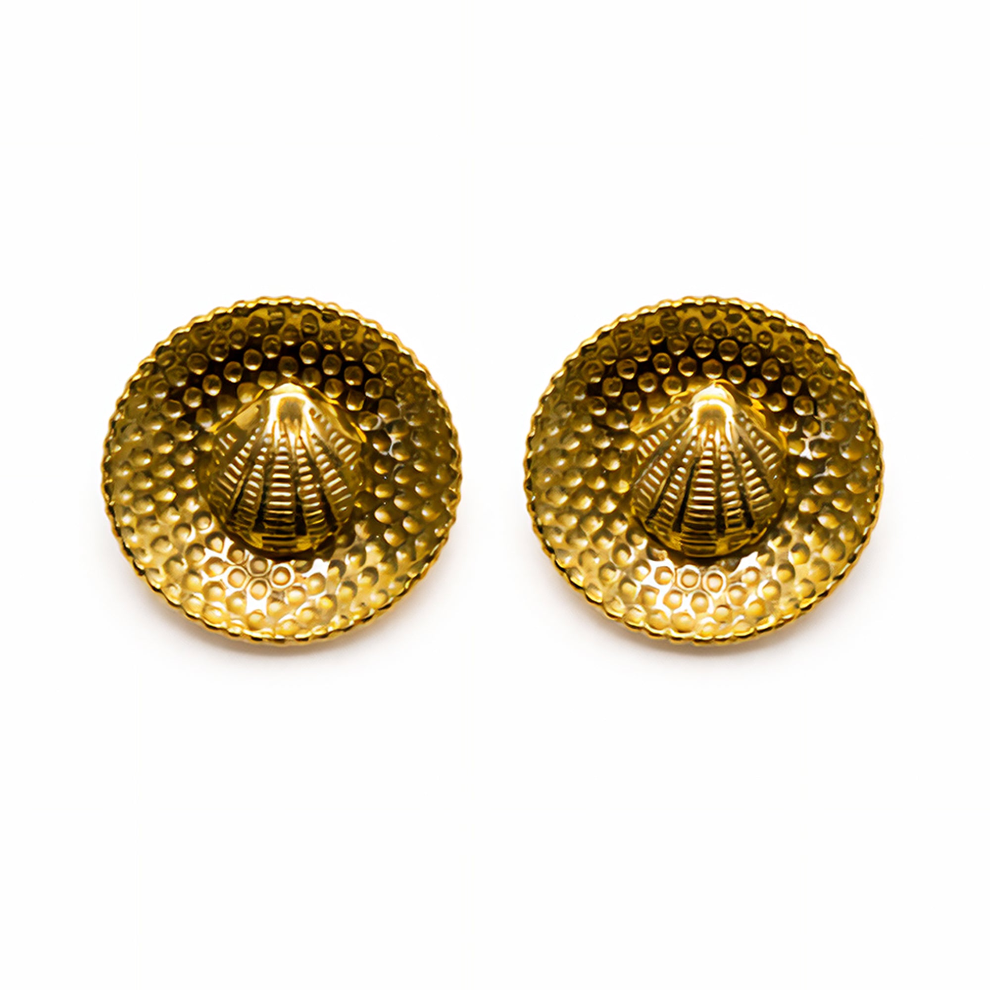 Golden Textured Shell Studs