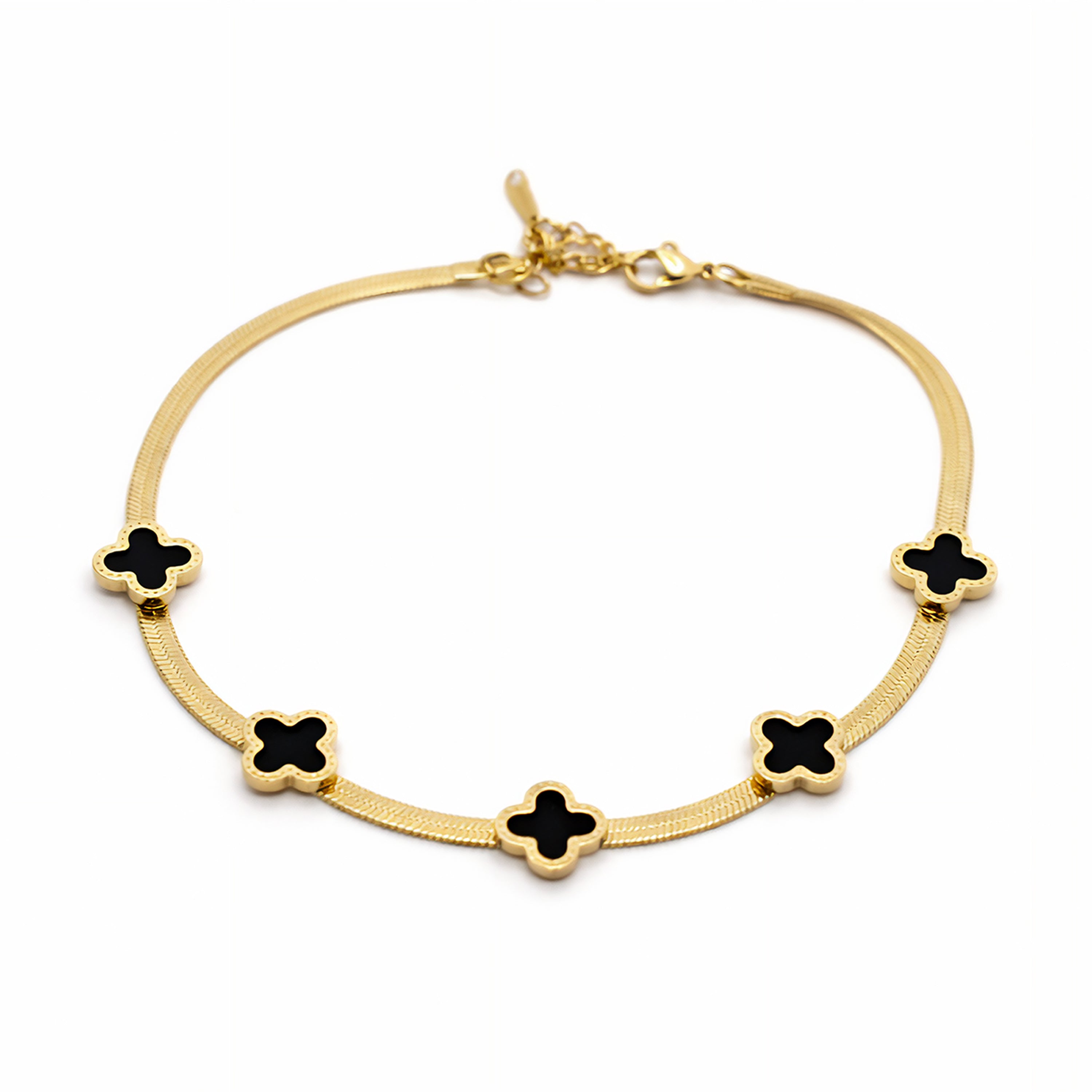 Luxe Clover Flat-Link Anklet
