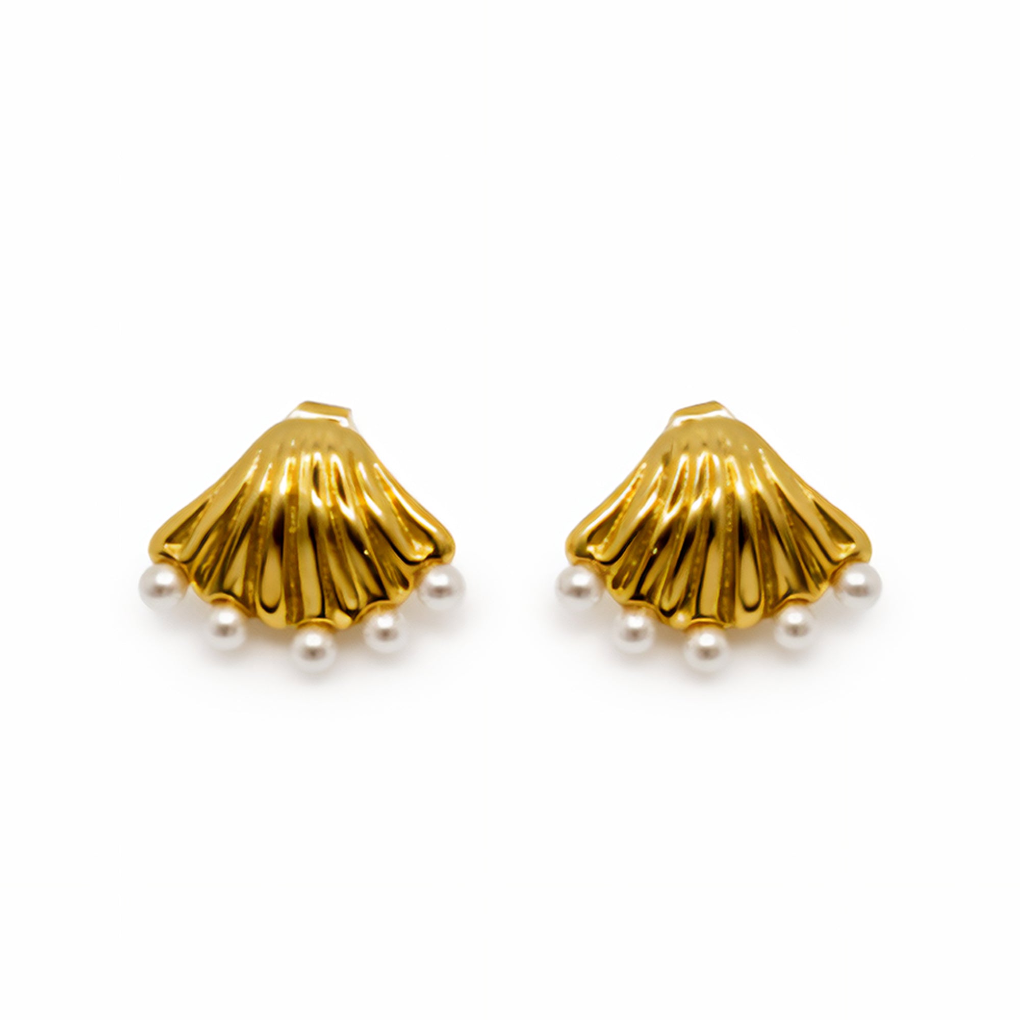 Seashell Pearl Studs