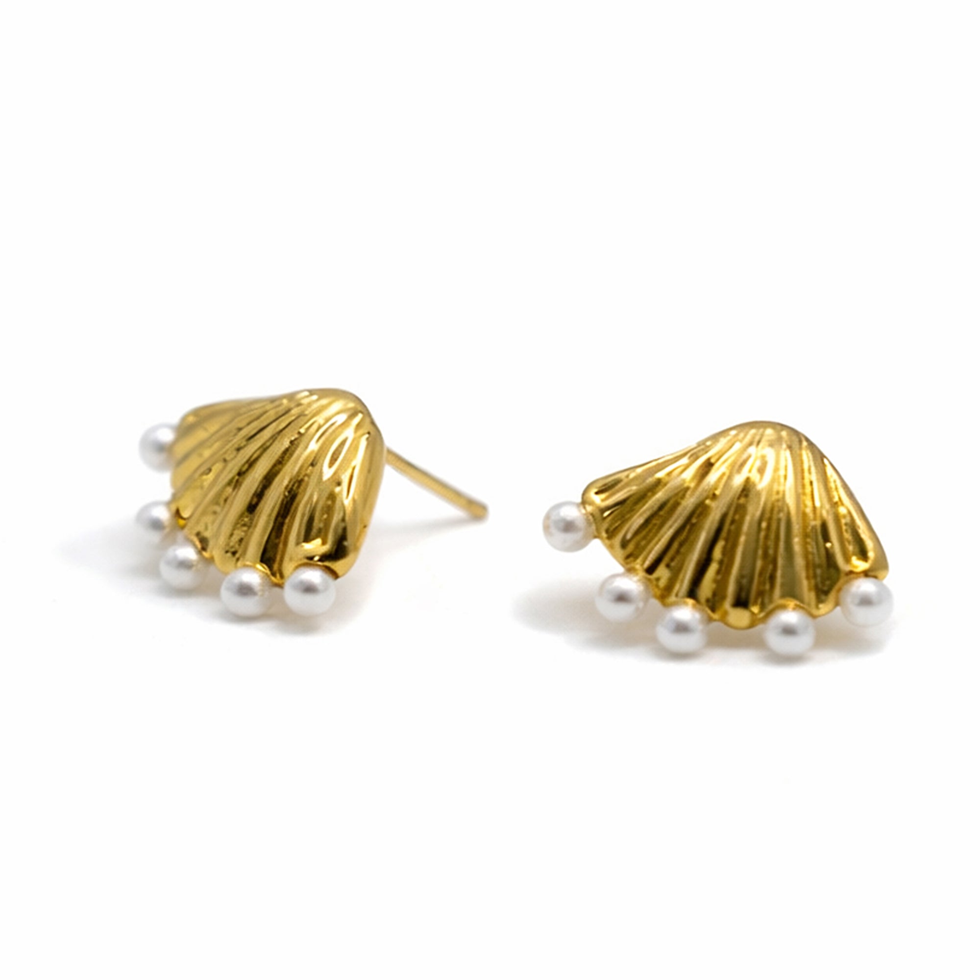 Seashell Pearl Studs
