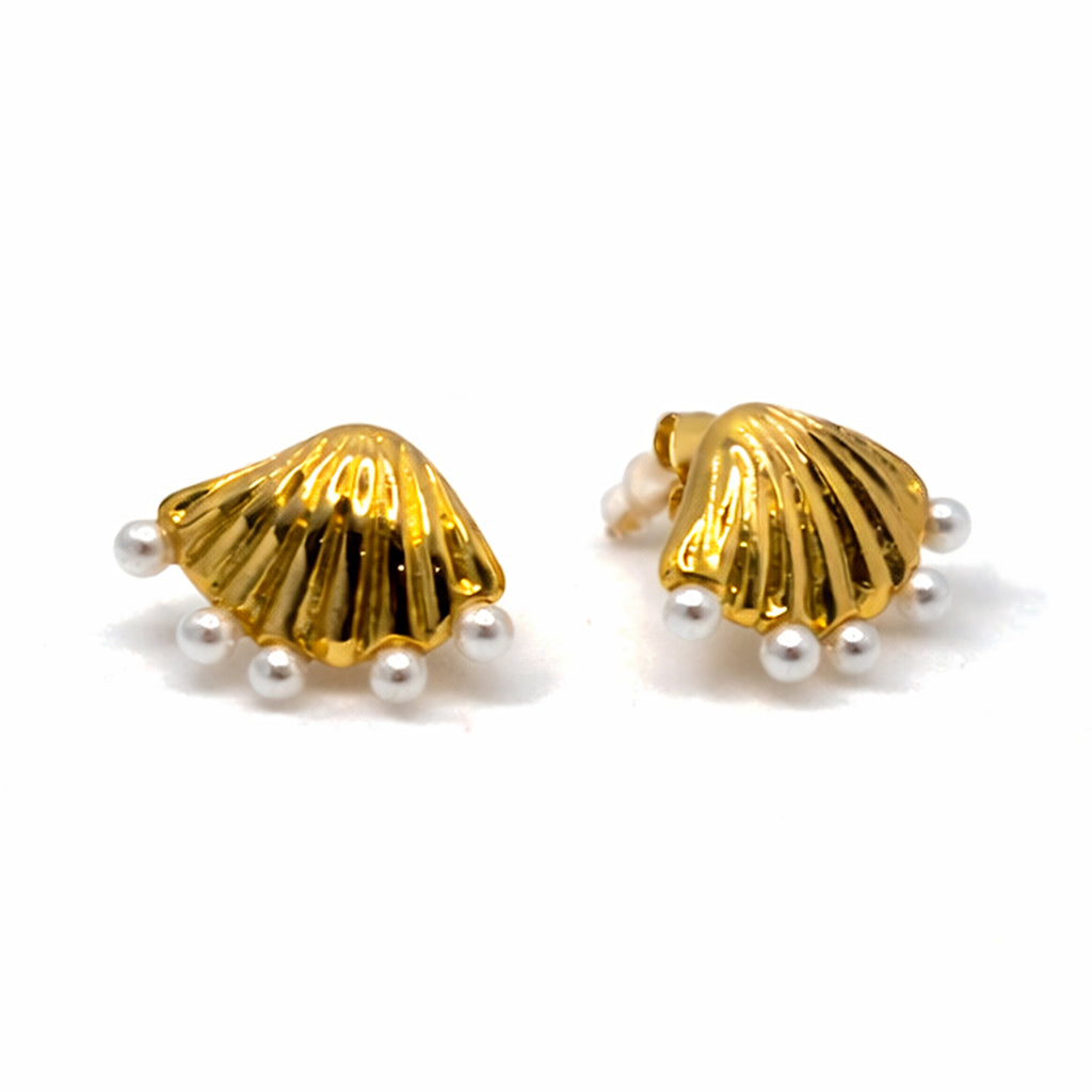 Seashell Pearl Studs