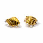 Seashell Pearl Studs